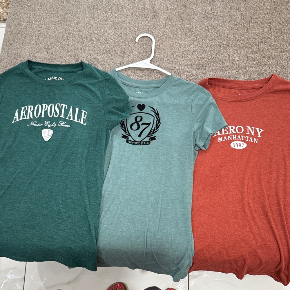Aeropostale X3 woman Tees - Dark Green, Teal, and Rust